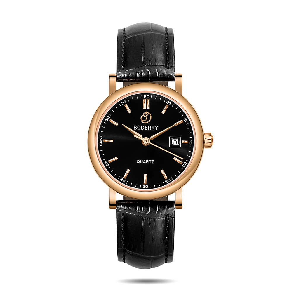 CLASSIC 36MM Swiss Quartz Watch — Rose Gold & Black