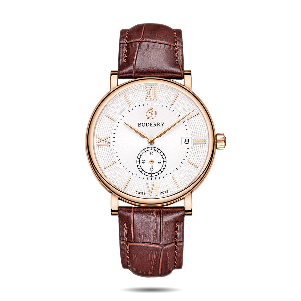 ELEGANT Swiss Quartz Watch — Rose Gold & White Dial