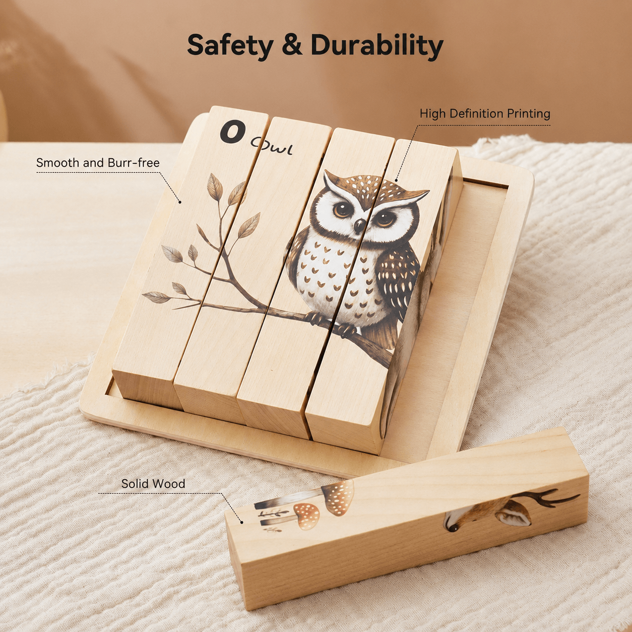Montessori Wooden Animal Puzzle Board for Toddlers 3D Wildlife Learning Toy