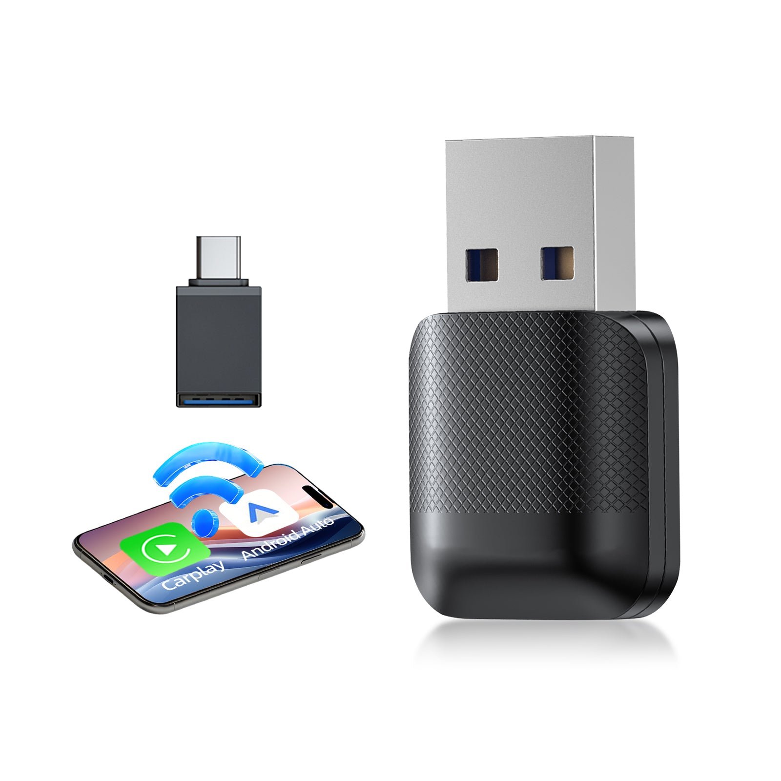2-in-1 Wireless CarPlay Adapter / Android Auto Dongle, 5.8GHz WiFi Auto Connection, Compatible with iOS12+ & Android11+