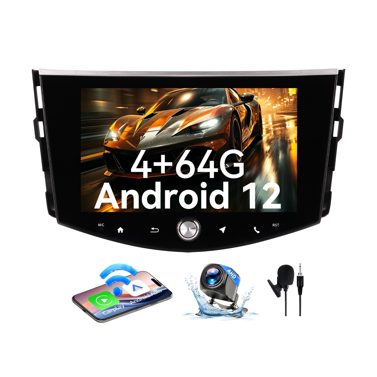 Car Stereo Radio 8-Core, with Android Auto Wireless Carplay for Toyota RAV4 2005-2011 Upgrade 2K Touchscreen Bluetooth WiFi GPS DSP AM FM Head Unit