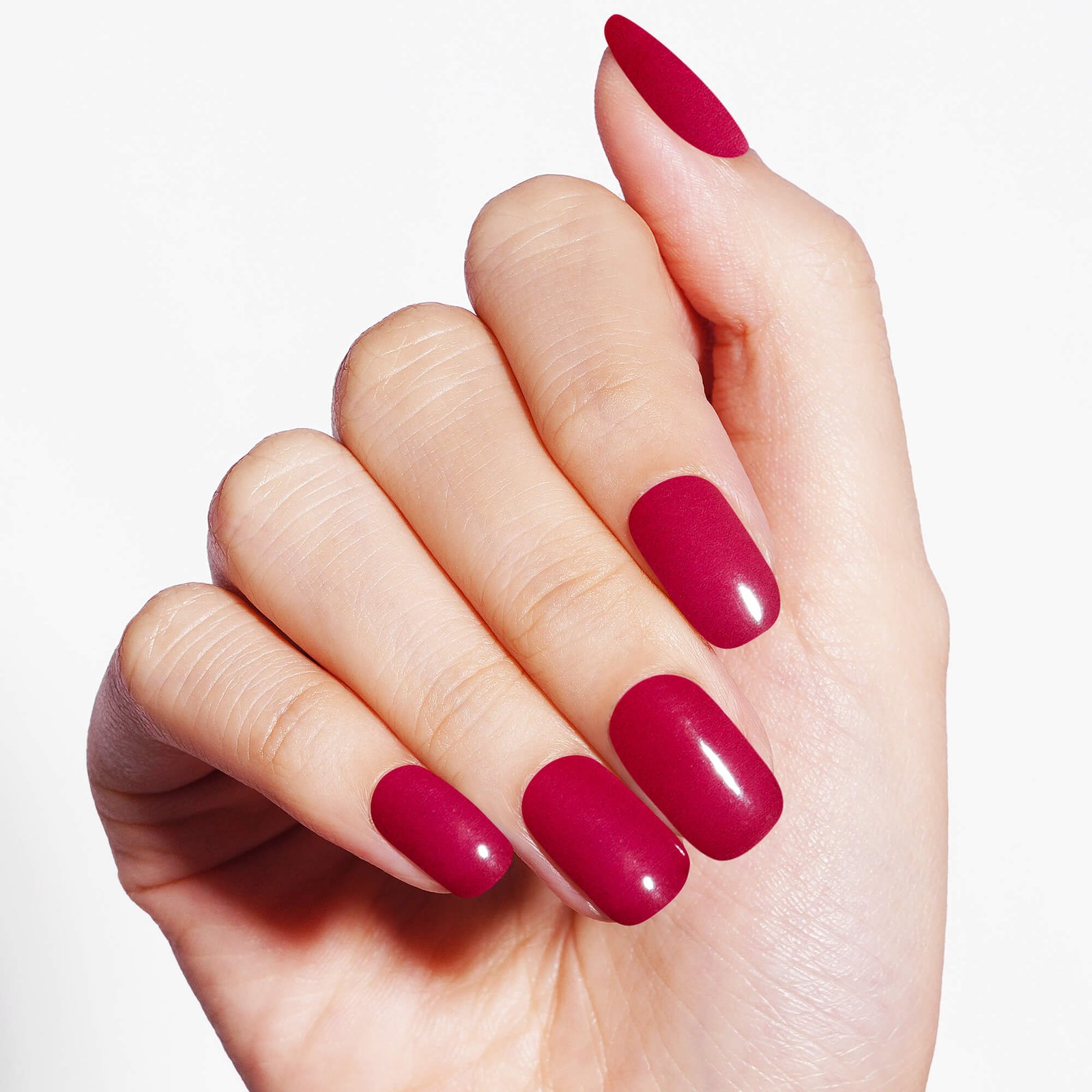 Glossy Cherry Red Semi-Cured Gel Nail Strips | Sheer Cherry-2739