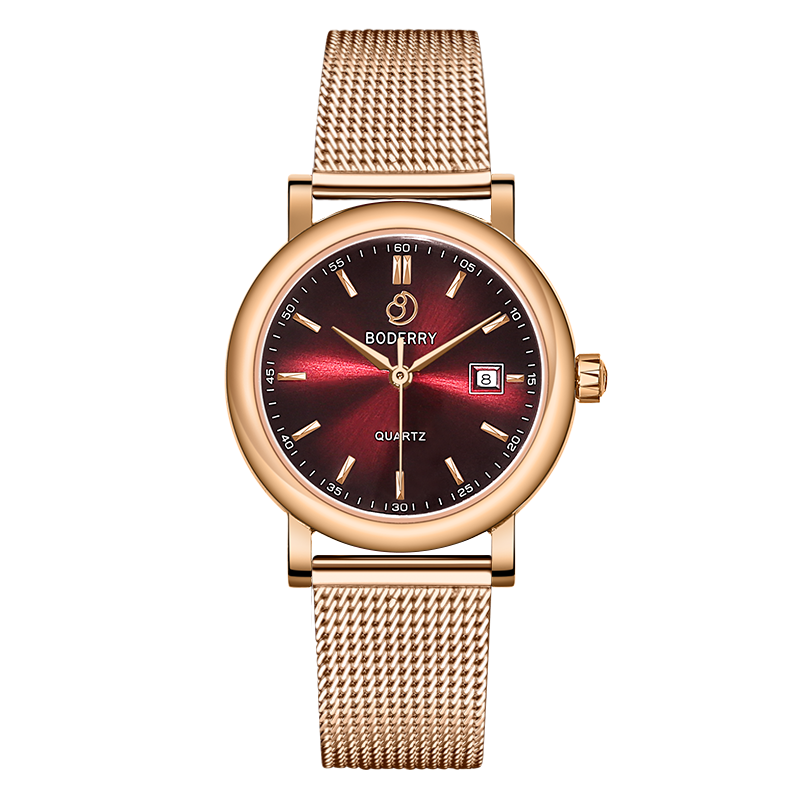 CLASSIC 32MM Swiss Quartz Watch — Rose Gold & Claret