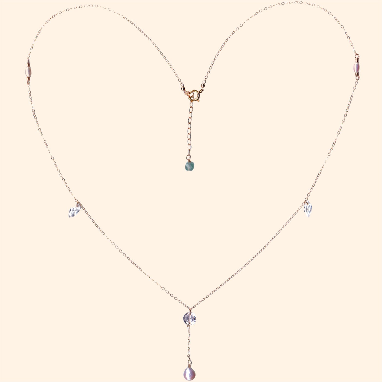 14K Gold-Filled Dainty Healing Starlight SHINING Necklace | Layered Starlight Necklace with Baroque Pearls & Zircon | LING LAN Jewelry