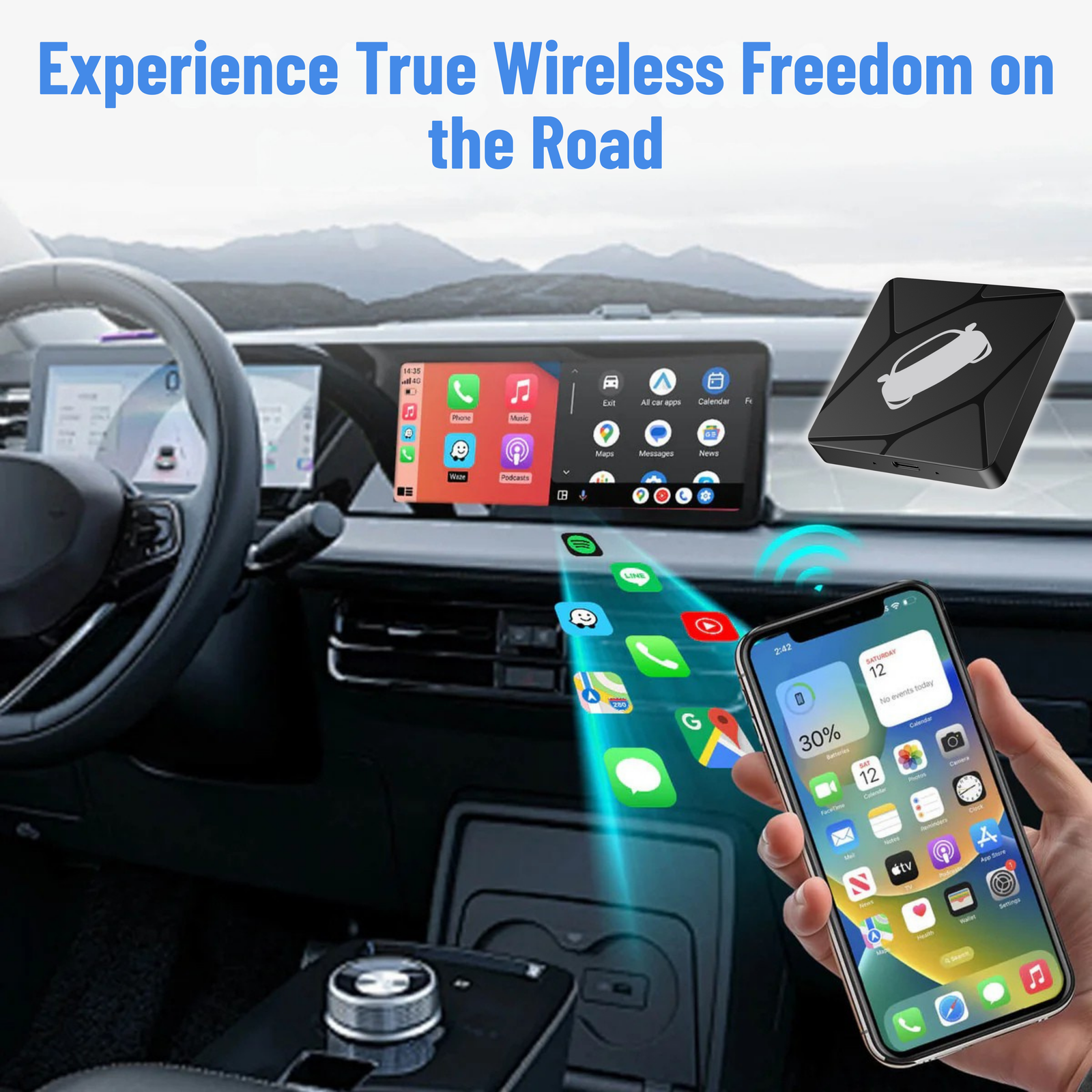 Binize Wireless Apple CarPlay & Android Auto Adapter for Car with OEM Wired CarPlay/Android Auto