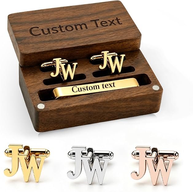Custom Monogram Cufflinks & Tie Clip