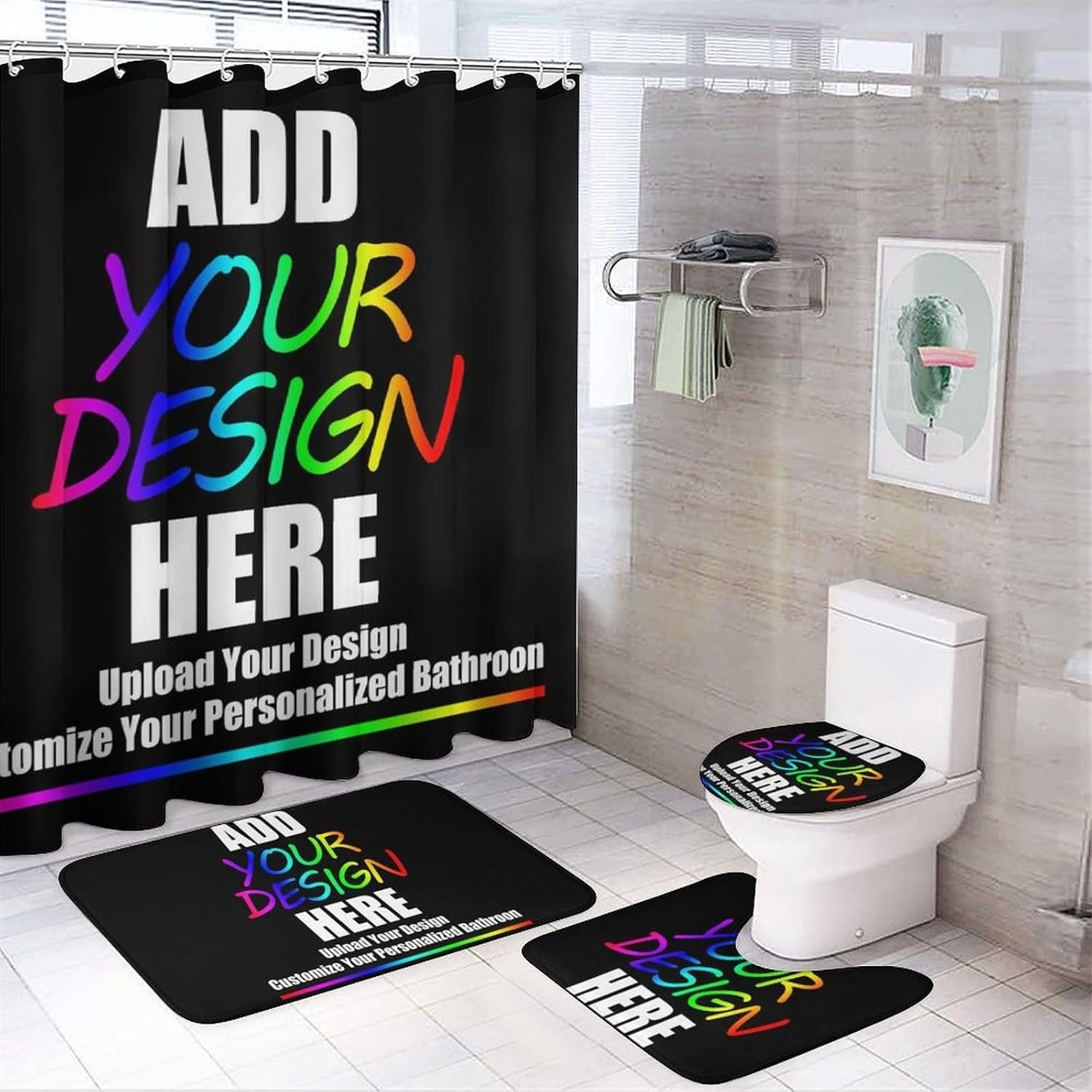 4 Piece Suit Custom Shower Curtain Set