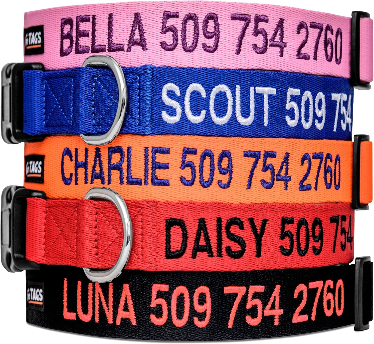 Custom Embroidered Collar with Pet Name and Phone Number
