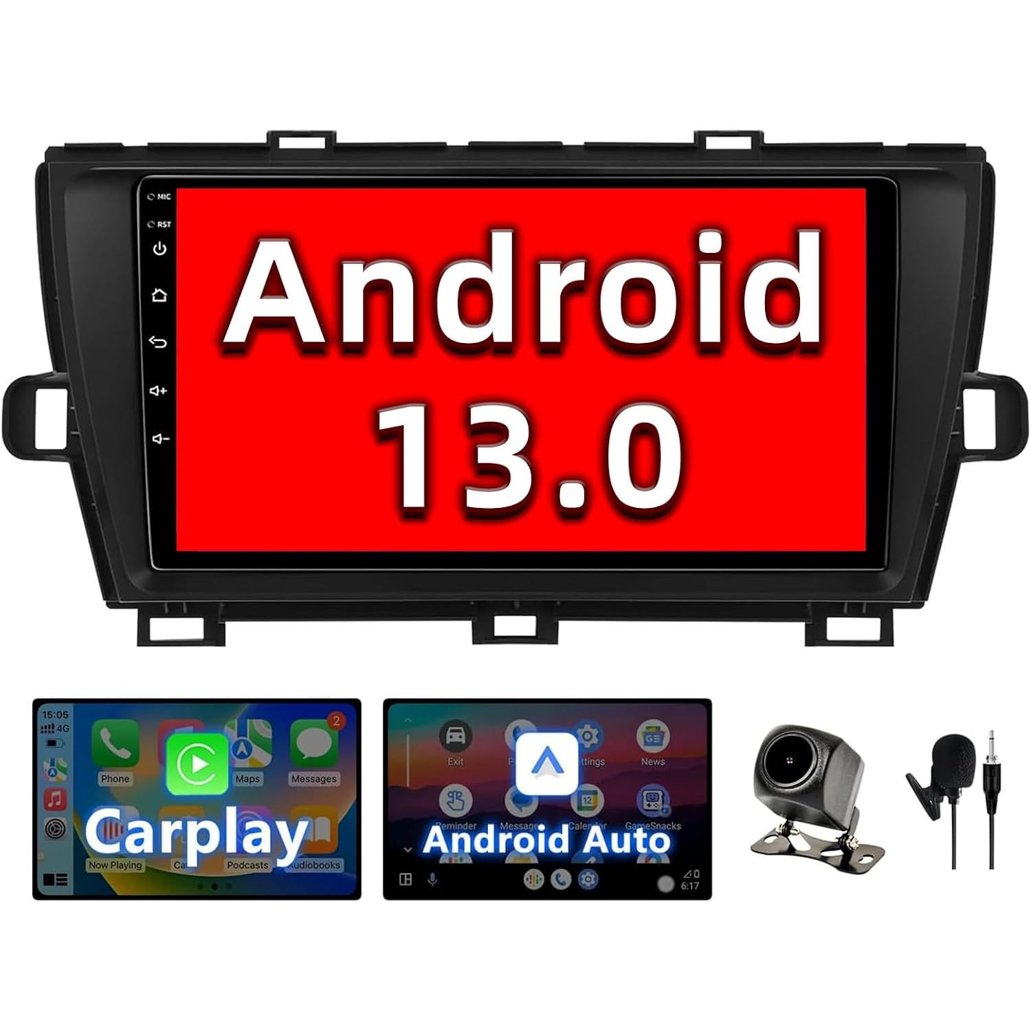 9 Inch Android Car Stereo for 2010-2015 Toyota Prius with wireless CarPlay/Android Auto