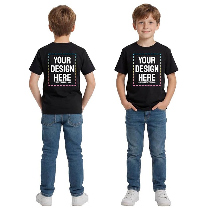 Custom Personalized Kids T-Shirt with Text Photo Logo – Front & Back Print