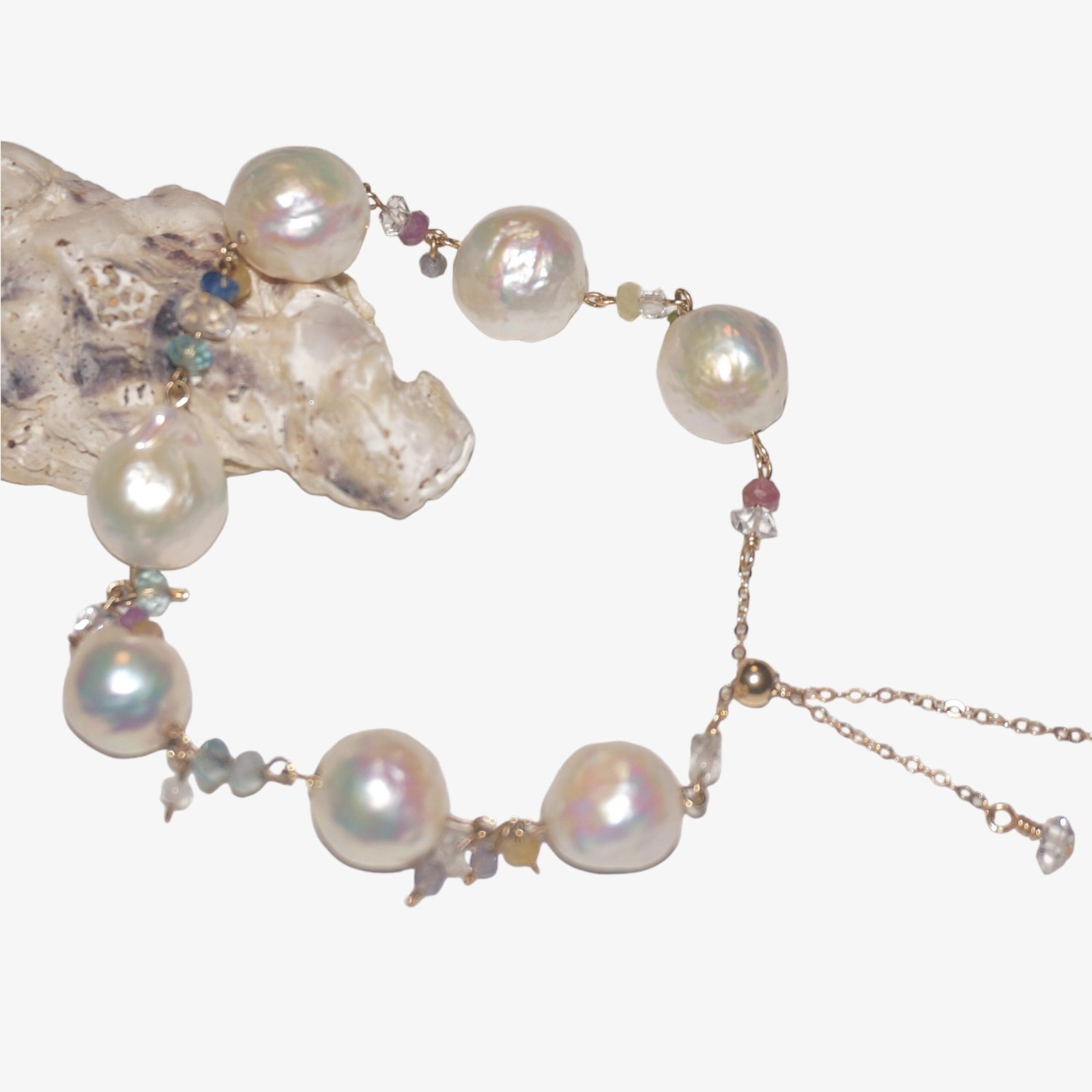 Luxurious 14K Gold-Filled DREAM Baroque Pearl Gemstone Bracelet Timeless Luxury by LING LAN Jewelry