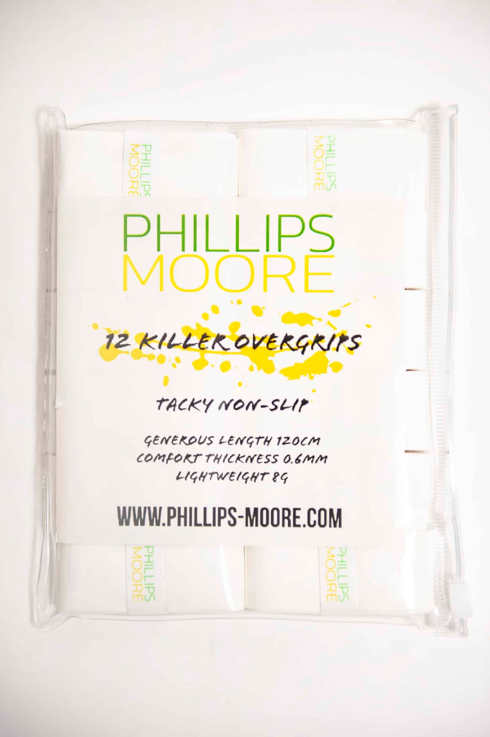 12 Pack Phillips-Moore Tacky Non-Slip Sweat Absorbing Overgrips