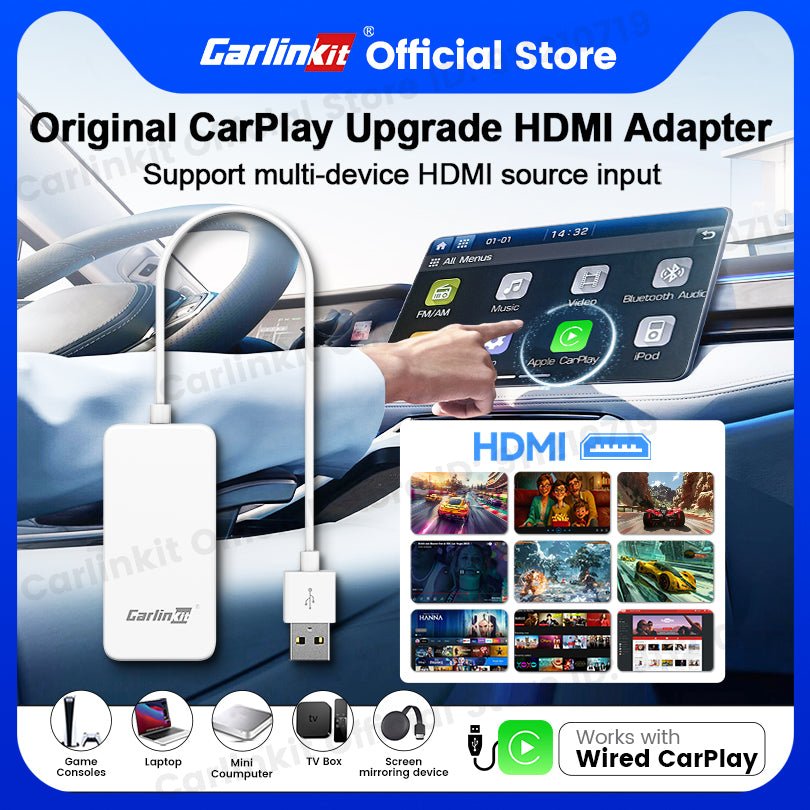 Carlinkit New Smart USB HDMI Adapter-Car 4K HD Output Video Dongle Support TV Streaming Stick Entertainment Watch Movies, Shows, and Live TV in 1080p, 60pfs, Game Consoles, Laptops