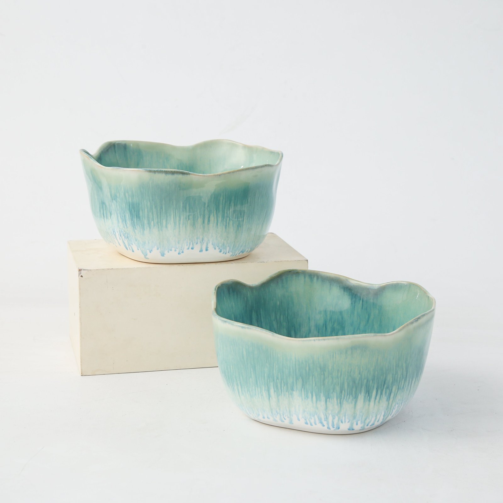 Aqua Blue Organic Deep Bowl Set