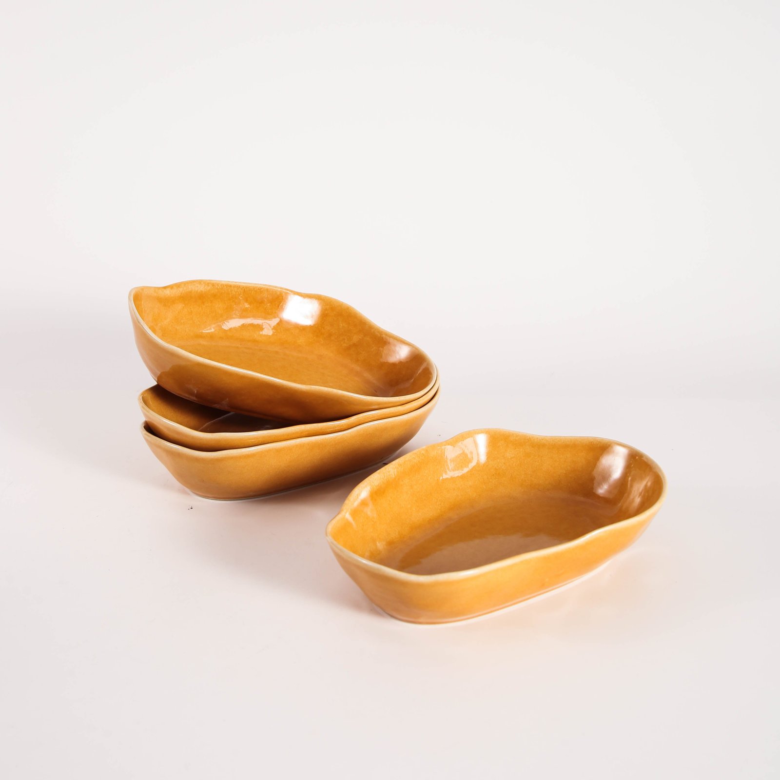 Golden Amber Organic Oval Plate Set