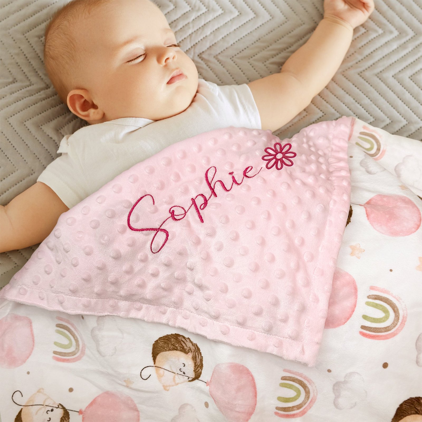 Personalized Baby Minky Dot Blanket with Name