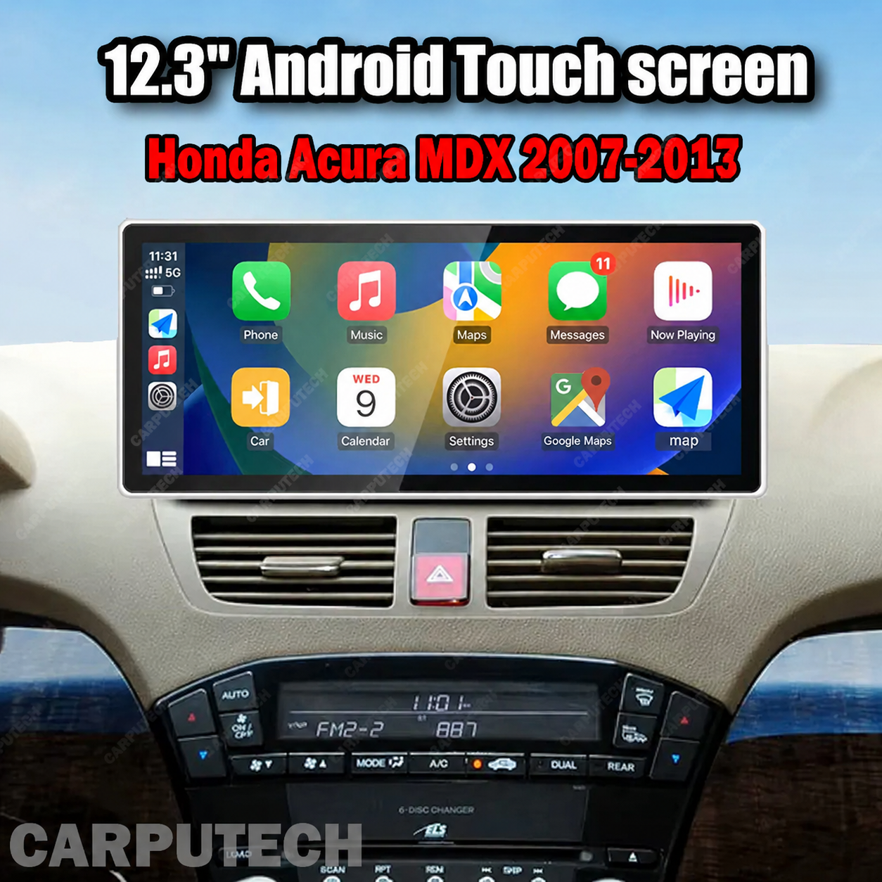 12.3 inch For Honda Acura MDX 2007-2013 Infotainment Navigation System Car Multimedia Touch Screen Head Unit Android14 Car Radio GPS
