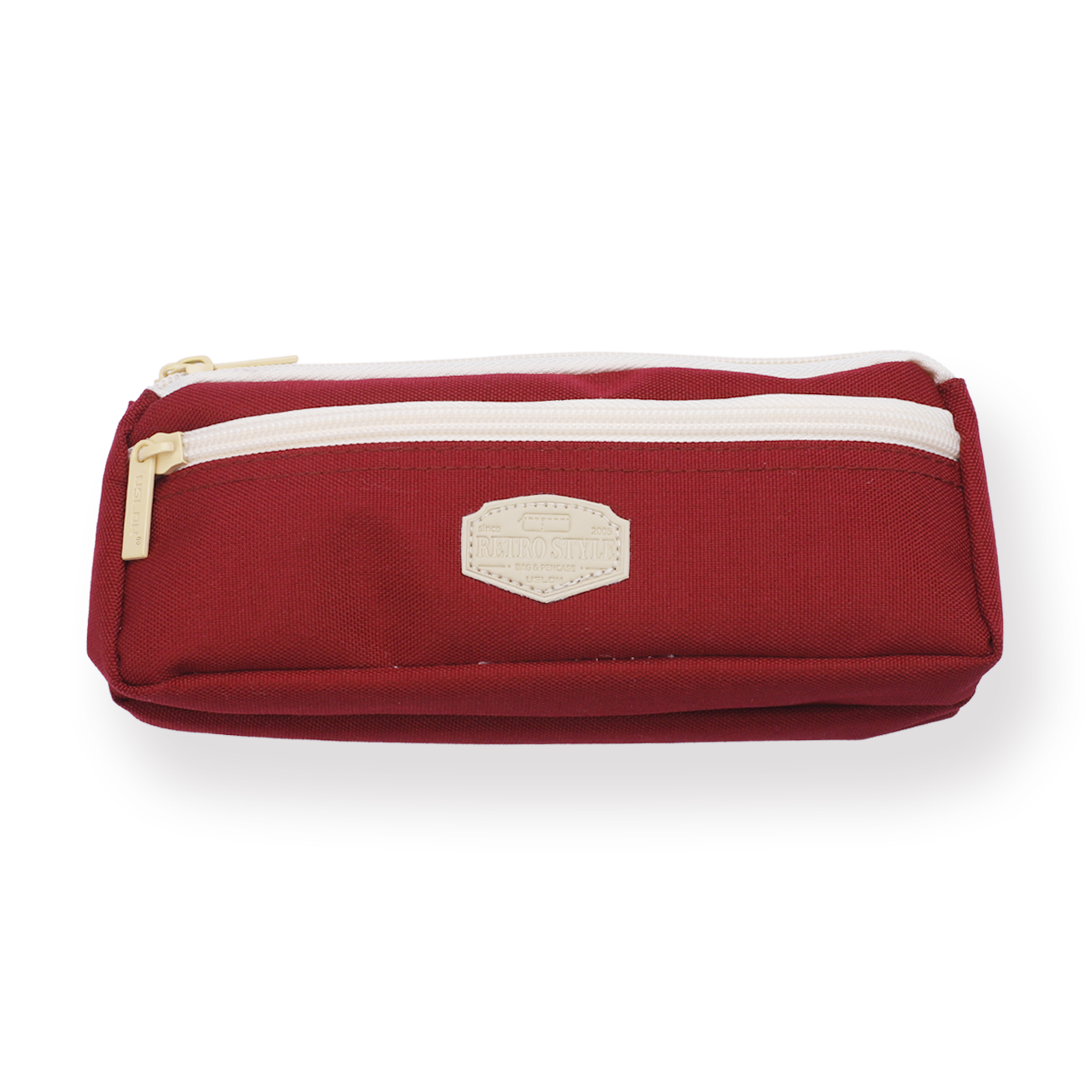Multi-functional Dual-Zippered Pencil Case - Burgundy Red