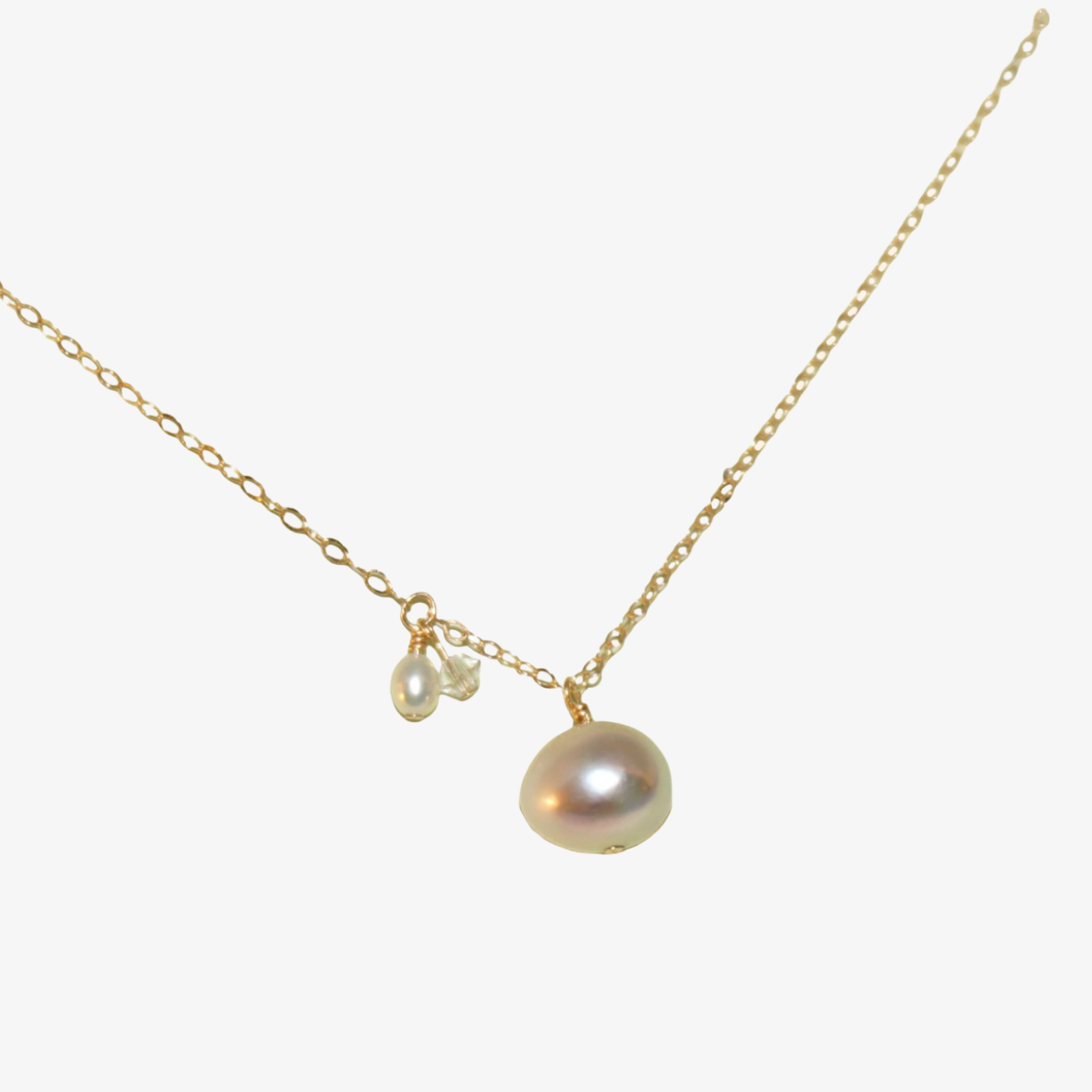 Starlight METEORITE Necklace | Sliding Baroque Pearl & Fluorite Necklace in 14K Gold-Filled