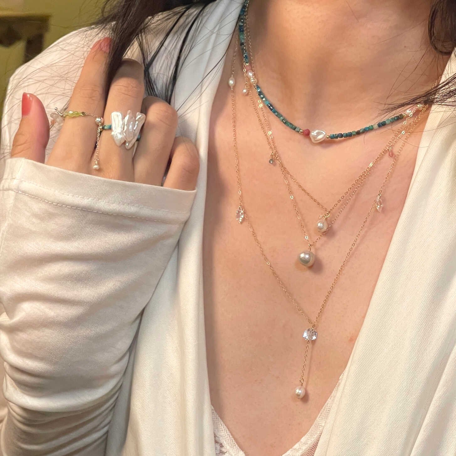 LING LAN Jewelry Hand-crafted Customized 14K Gold S925 Necklace