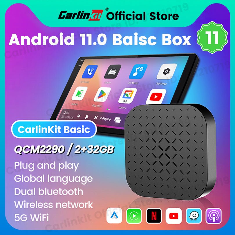 Android 11 Carlinkit Tbox Basic Netflix Ai Box Wireless Android Auto CarPlay QCM 2290 4-Cores 2G+16G For YouTube IPTV