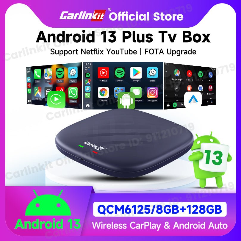 QCM6125 Android 13 8g+128g carlinkit carplay ai box plus carplay wireless android auto adapter best configuration youtube box