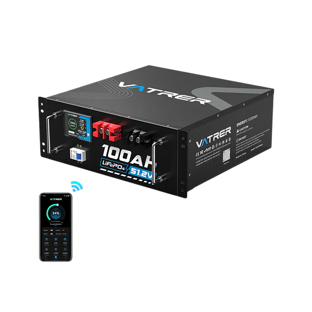 Vatrer 48V (51.2V) 100Ah LiFePO4 100A BMS5120WBluetooth JP