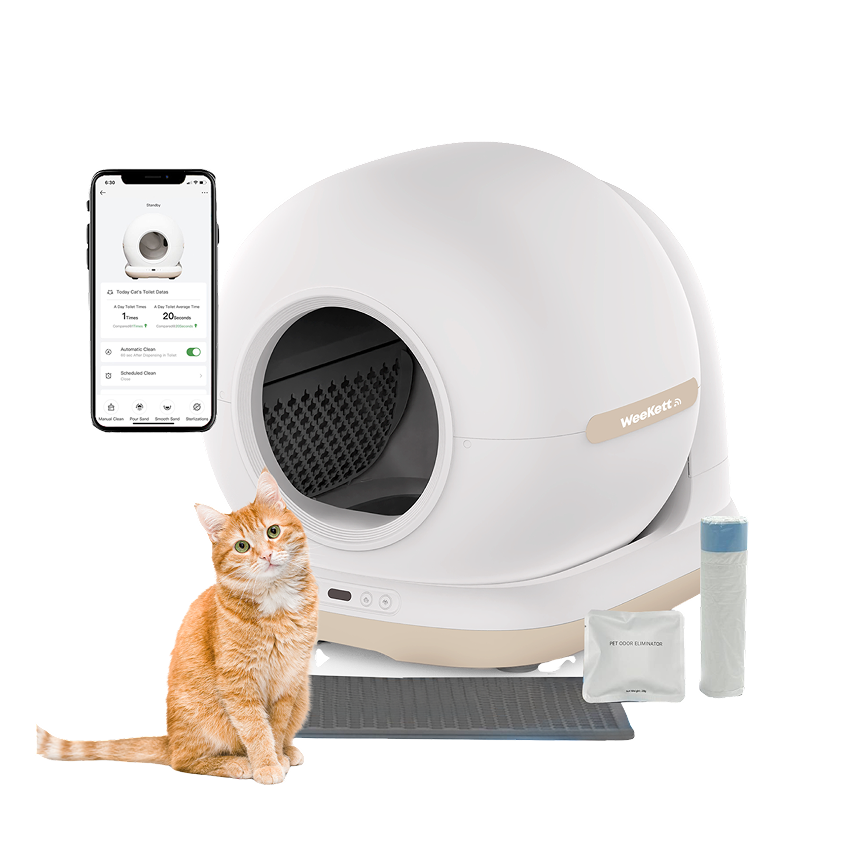 WeeKett Smart Cat Litter Box with App, Large 75L Capacity, Self Cleaning Cat Litter Tray- Automatic Odour Control, Quiet Operation, Easy Maintenance, Compatible with Clumping Litters