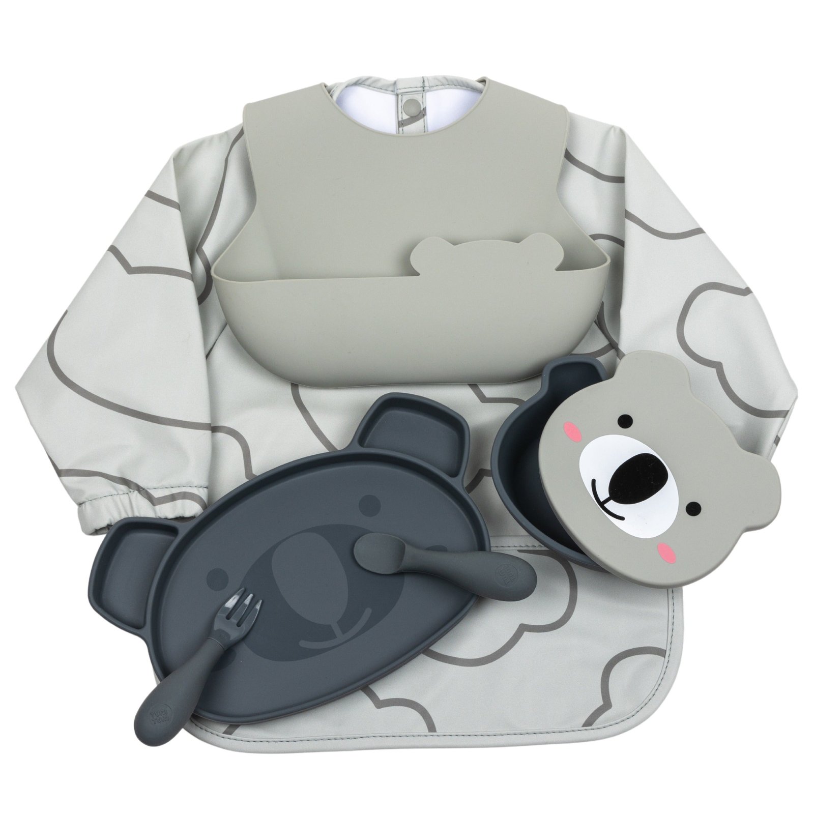 Baby Weaning Bibs Bundle Grey
