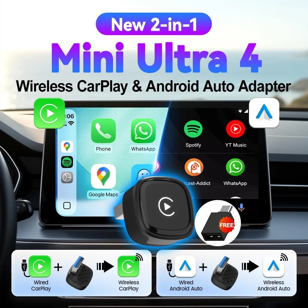 CarlinKit Mini Ultra 4 Wireless Adapter Wireless CarPlay Android Auto Plug &Play WiFi Bluetooth Auto Connection OTA Upgrade