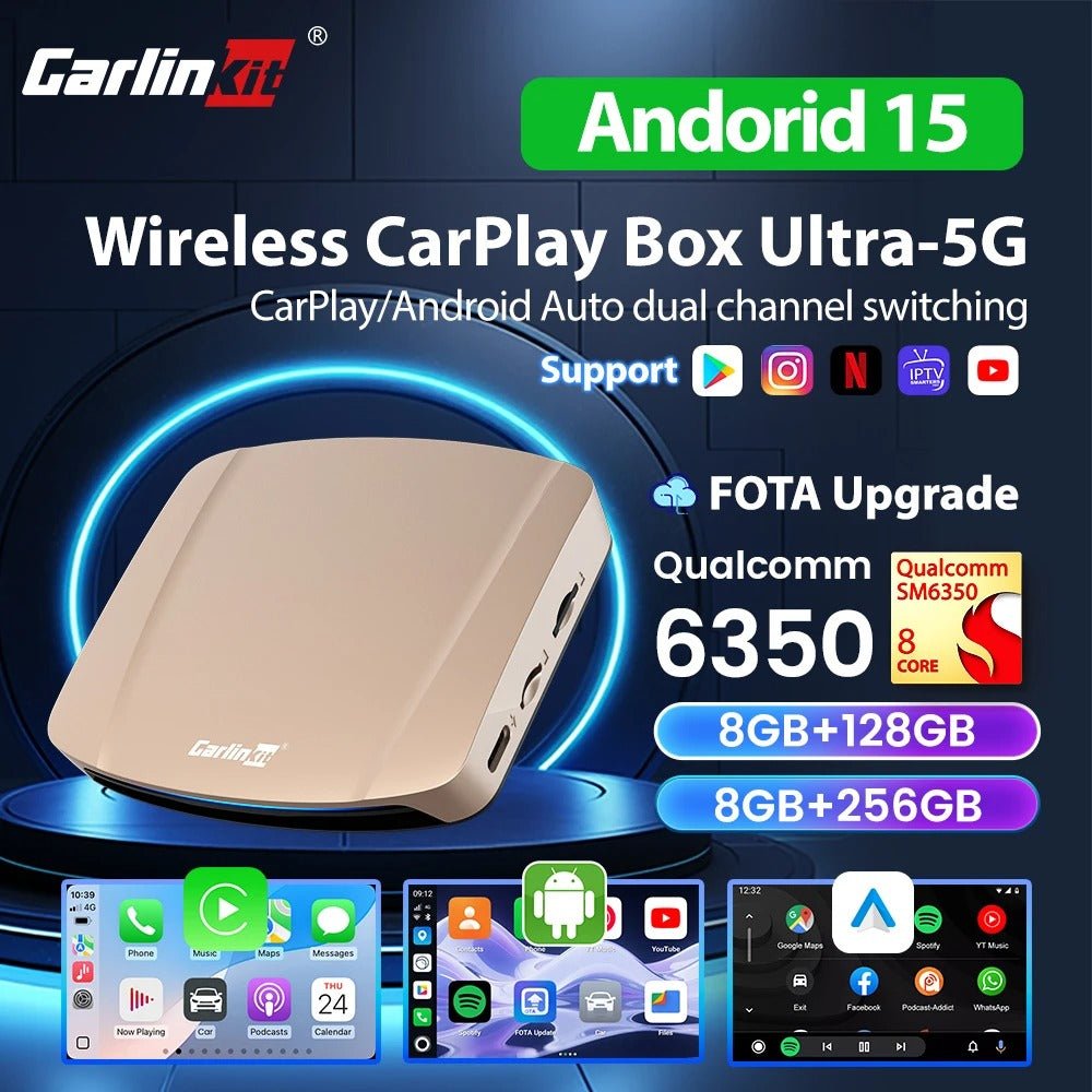 Carlinkit Android 15 AI Box Ultra 8+128G Wireless Carplay Car Streaming Box Android Auto Wireless Adapter Qualcomm SM6350 Support Youtube/Netflix