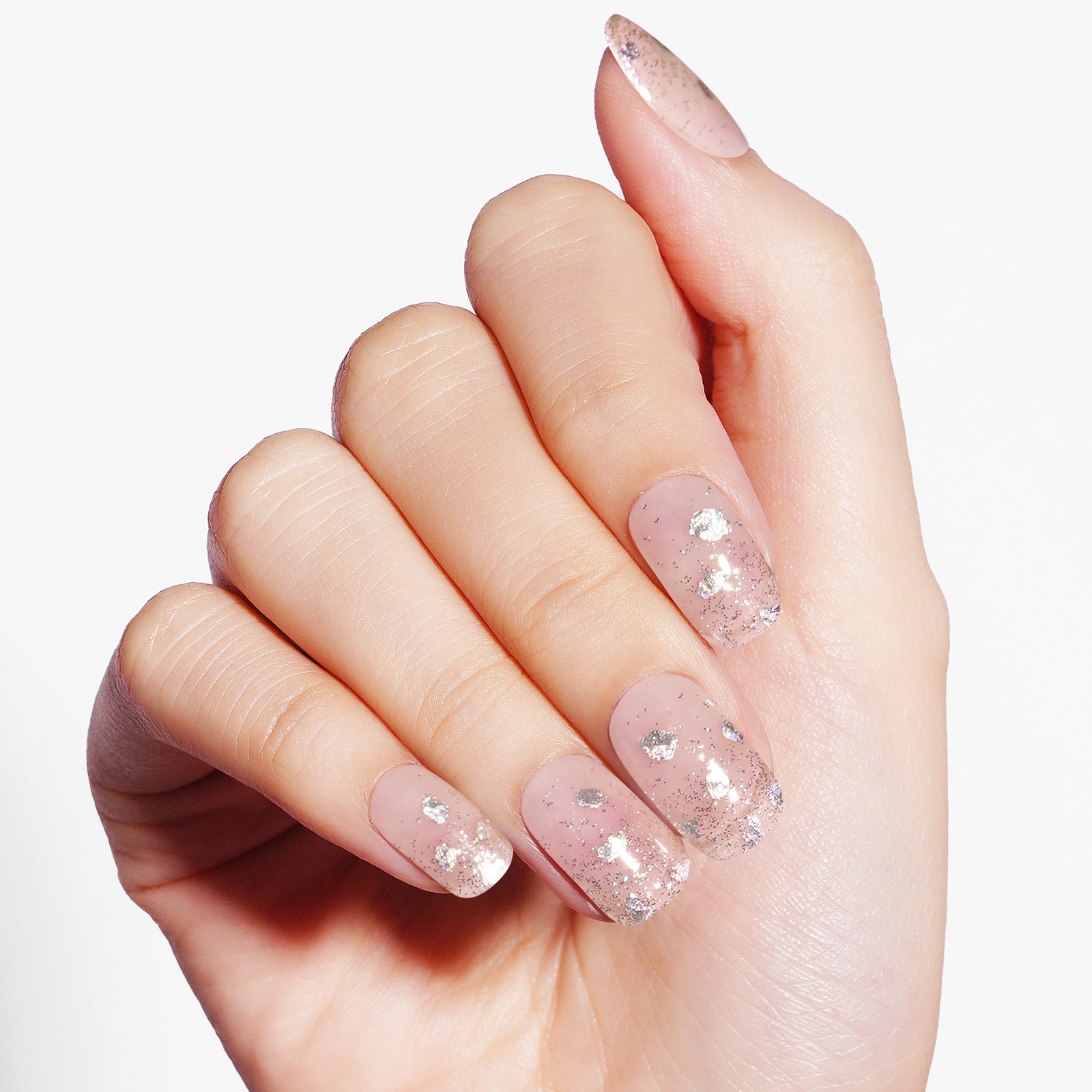 Gold & Silver Powder Semi-Cured Gel Nail Strips | Moonlit Glamour - 2515