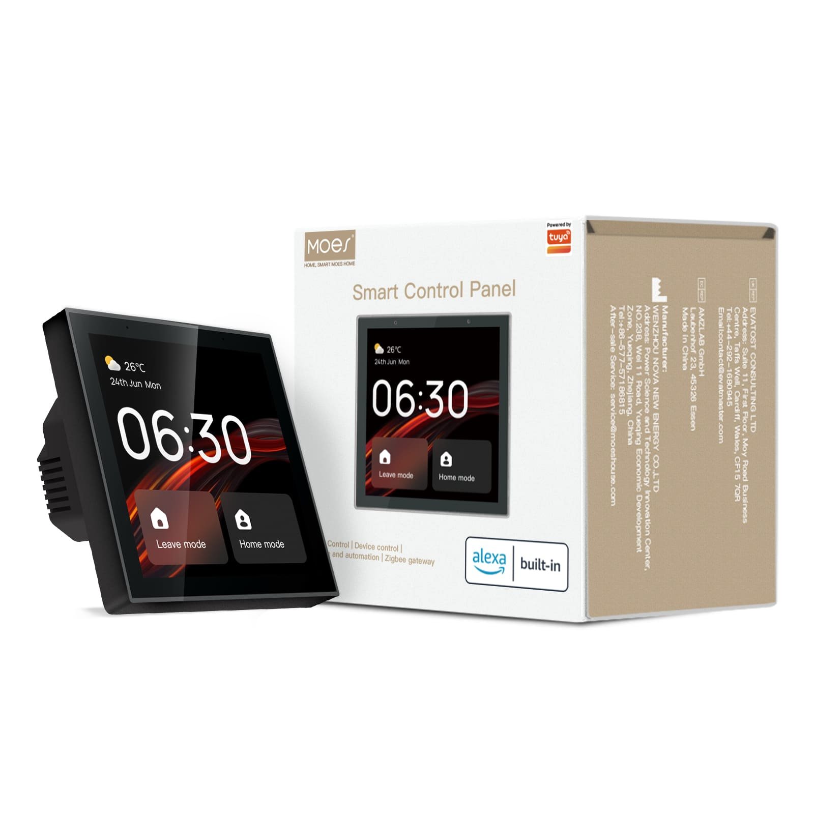 Tuya Wifi Smart Touch Screen Center Control Panel with Voice Control Alexa Built-in ZigBee Gateway Built-in Neutral Wire Required
