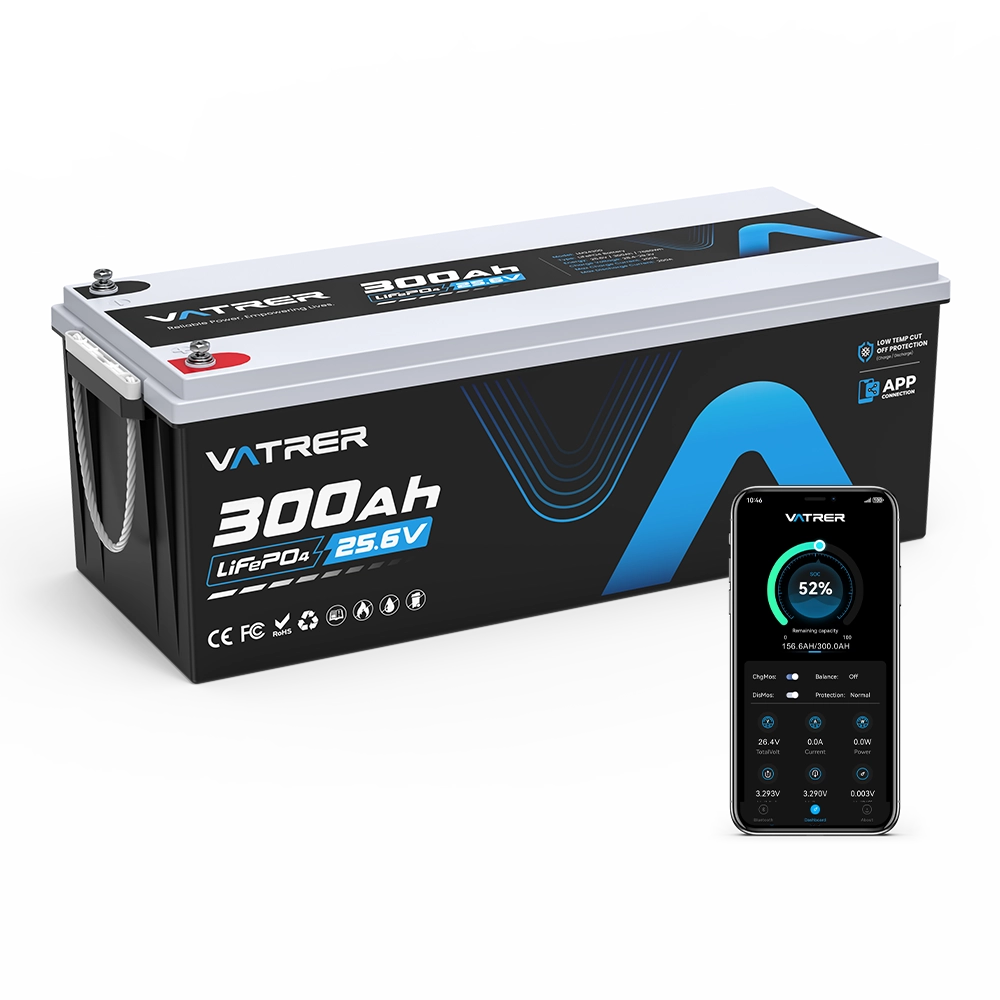 Vatrer 24V 300Ah Lithium Deep Cycle Battery With Bluetooth