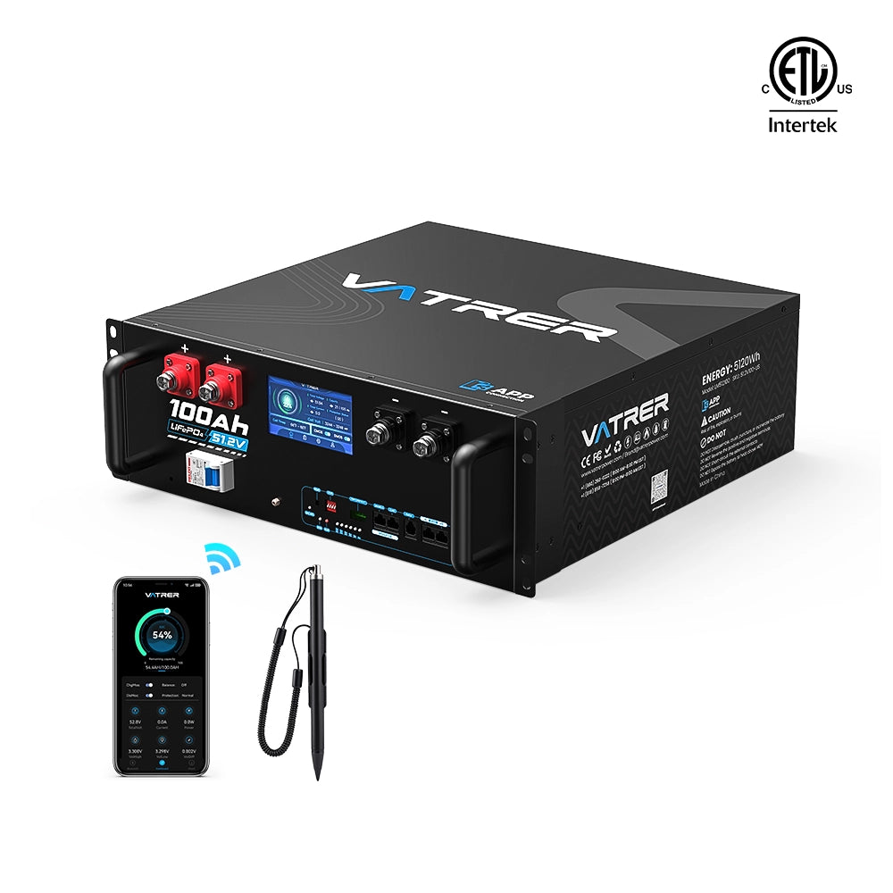 ULVatrer 48V (51.2V) 100Ah WiFi Bluetooth Server Rack Lithium Solar Battery EU