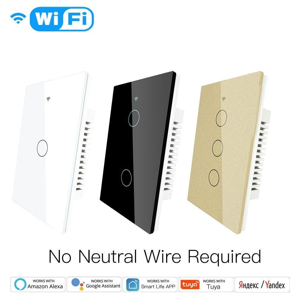 WiFi RF433 Smart Light Wall Touch Switch Single Pole No Neutral 95-130V US Standard