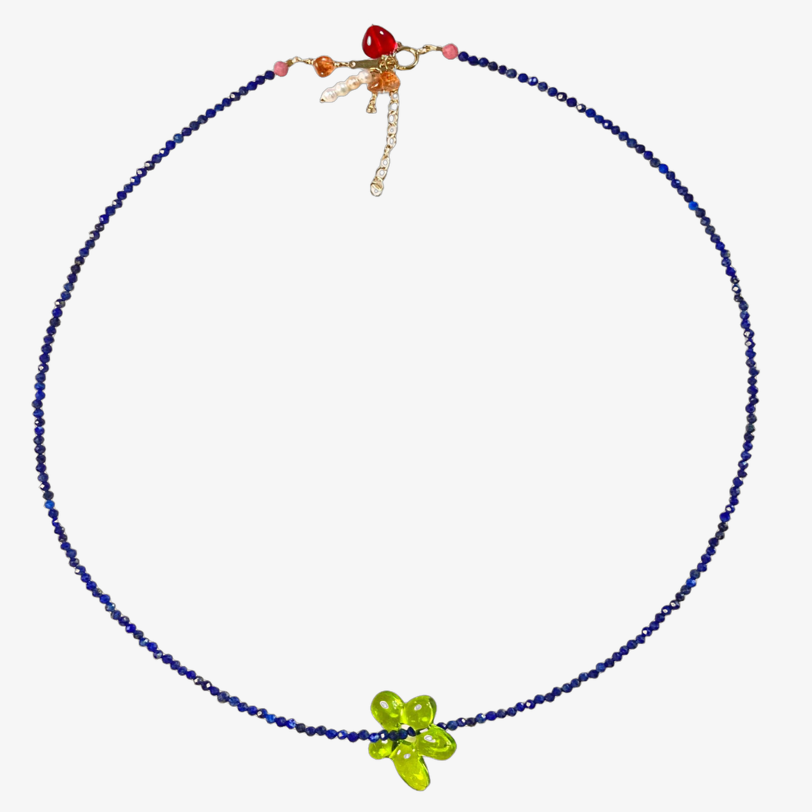 14KGF Eye-catching AZURE BLOOM Multi-Wear Flower Pearl Necklace Colorful Elegance by LING LAN Jewelry